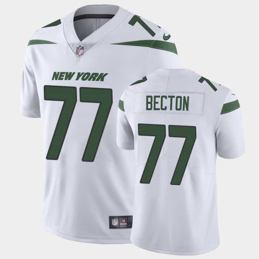 Men New York Jets #77 Mekhi Becton Nike White Vapor Limited NFL Jersey